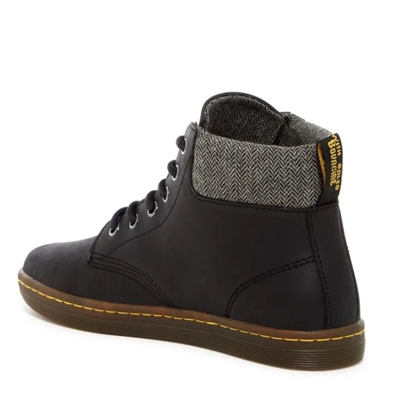 DR MARTENS Maelly Houndstooth Padded Collar 6 Eye Lace Up Ankle Boots - Picture 1 of 10
